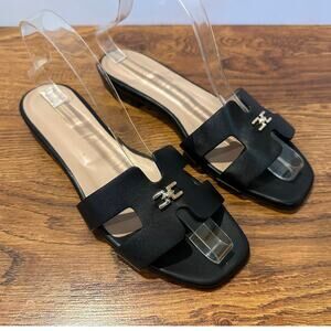 Bruno Magli Fina Single Band Leather Slides Black Women’s Size 9 Italian Luxe